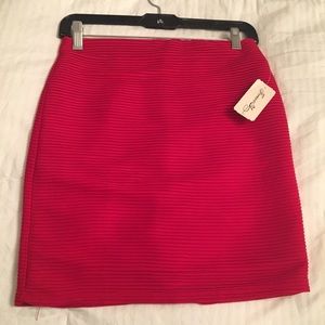 Red Ribbed Mini Skirt